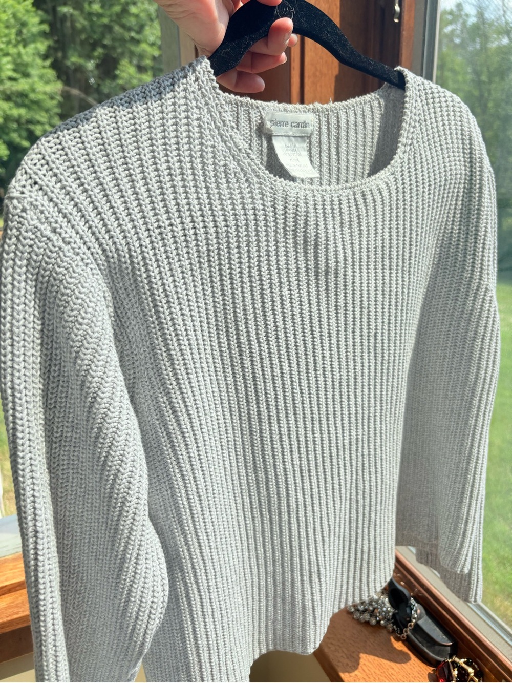 Pierre Cardin Light Gray Ribbed Crewneck Sweater